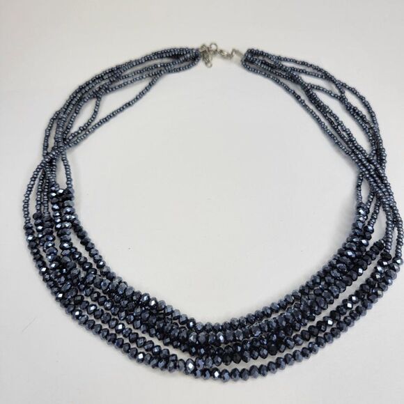 Multistrand Bead Choker Bib Necklace - Picture 3 of 9